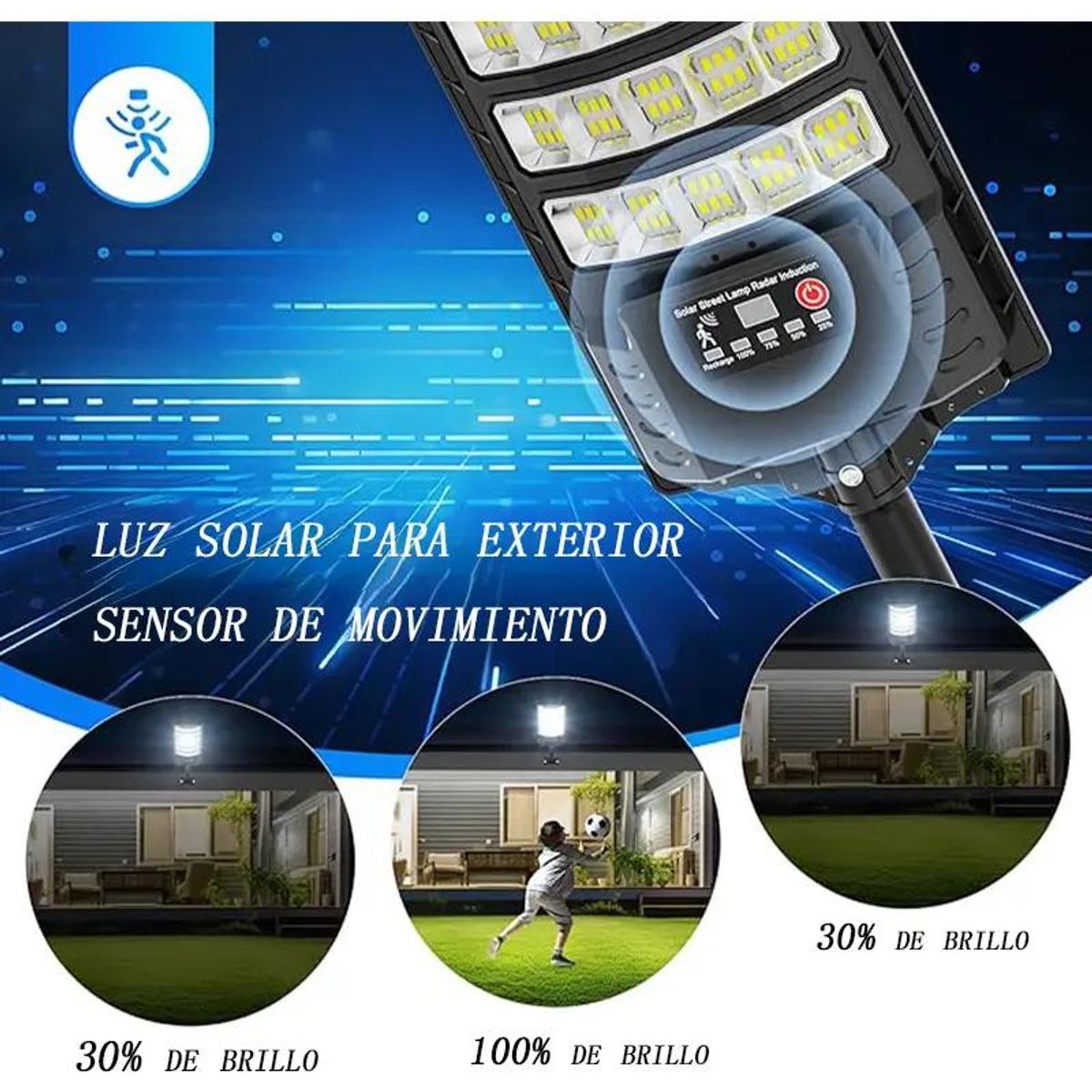 GENERICO - Foco Solar Exterior 800W con Sensor de Movimiento y Sól
