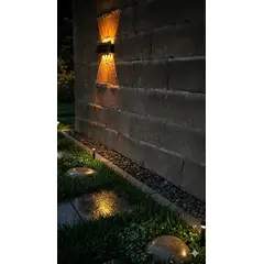 GENERICO - Lámpara Solar de Pared Amarilla con 8 LED para Exterior