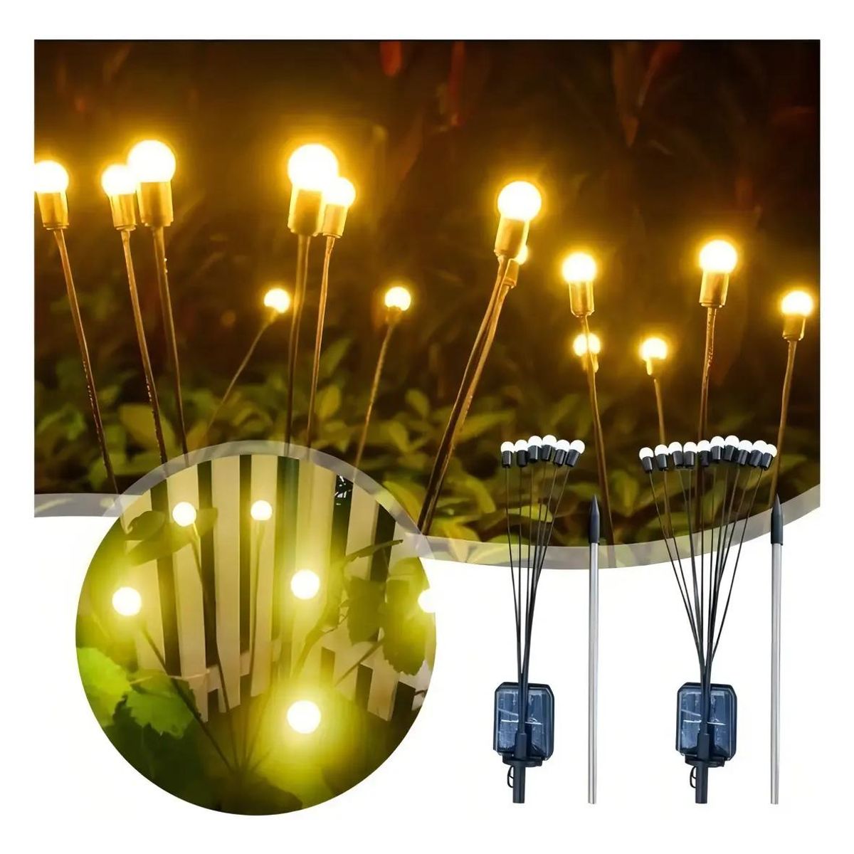 GENERICO - Luces solares de estaca con luz cálida pack 2 unidades
