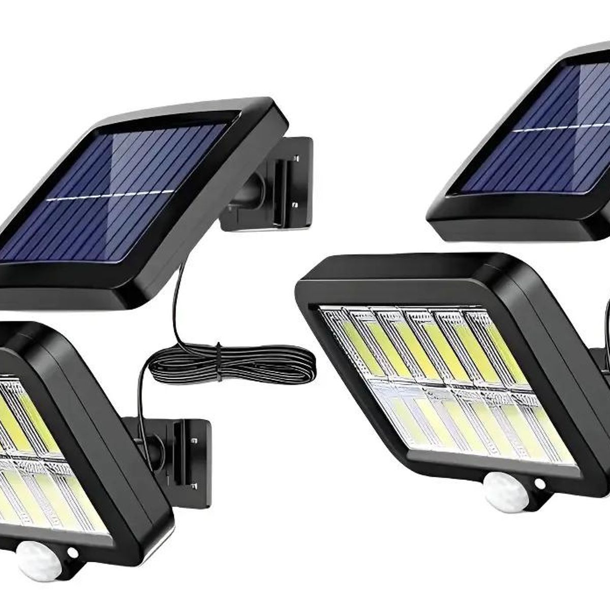 GENERICO - Pack de 2 Focos LED con Panel Solar Negro