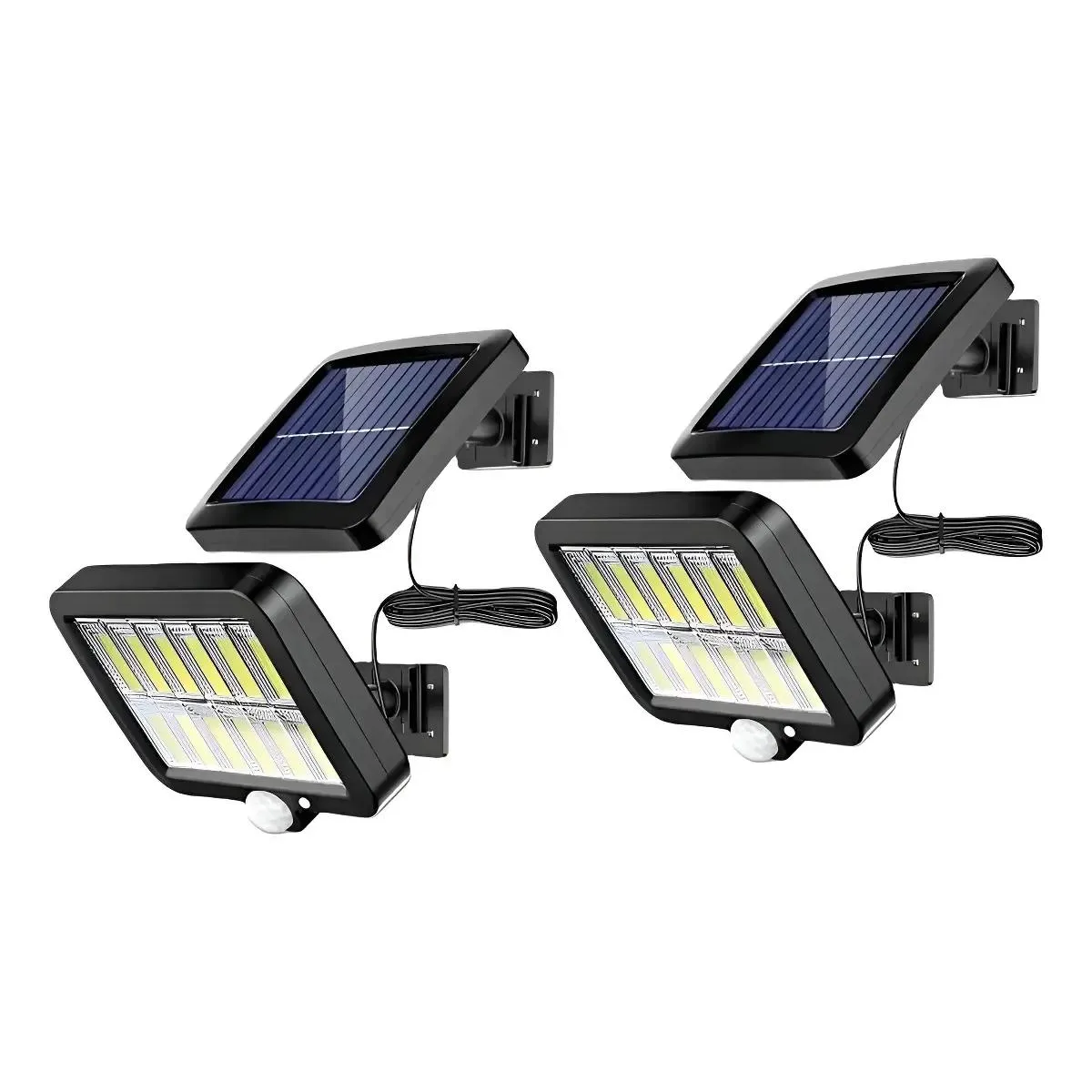 GENERICO - Pack de 2 Focos LED con Panel Solar Negro
