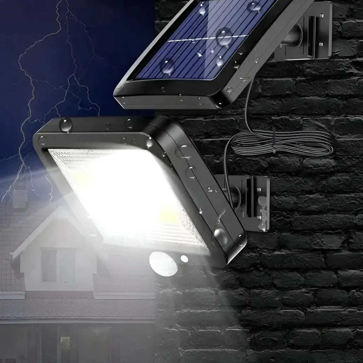 GENERICO - Pack de 2 Focos LED con Panel Solar Negro