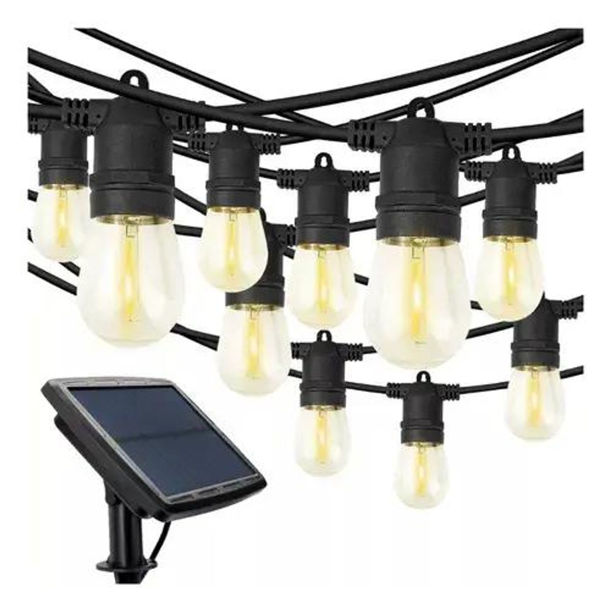 GENERICO - Guirnalda Solar LED 5m Luz Amarilla 10 Ampolletas