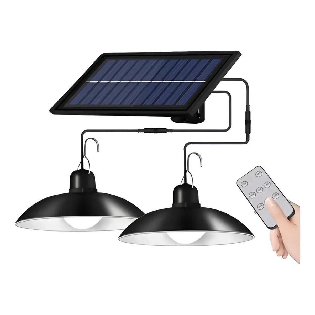 GENERICO - Lámpara solar de pared con dos cabezales y luz fría