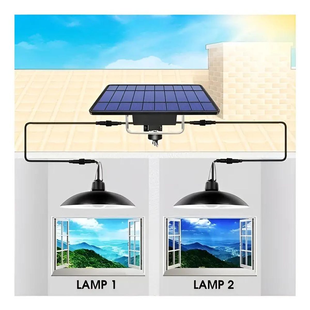 GENERICO - Lámpara solar de pared con dos cabezales y luz fría