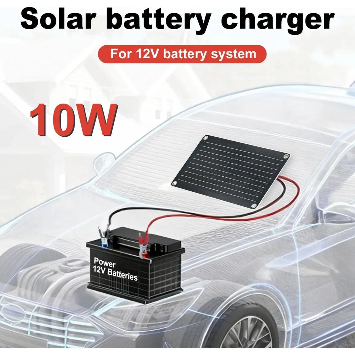 GENERICO - Panel Solar 12V 10W para Baterías de Plomo Ciclo Profundo