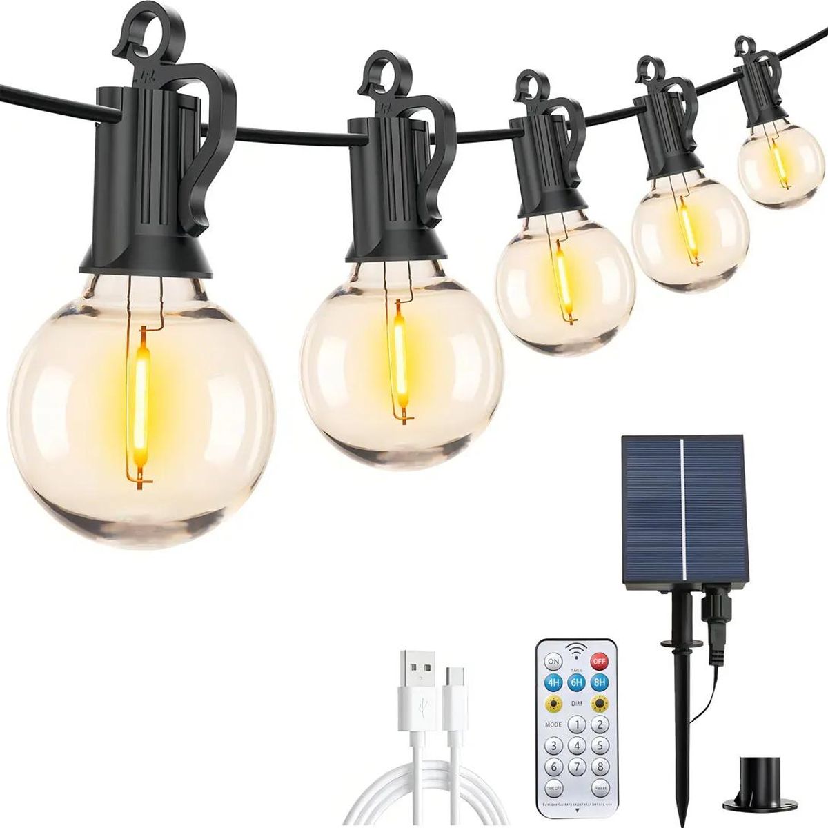 GENERICO - Guirnalda Solar LED Exterior 15m con 25 Luces y Control
