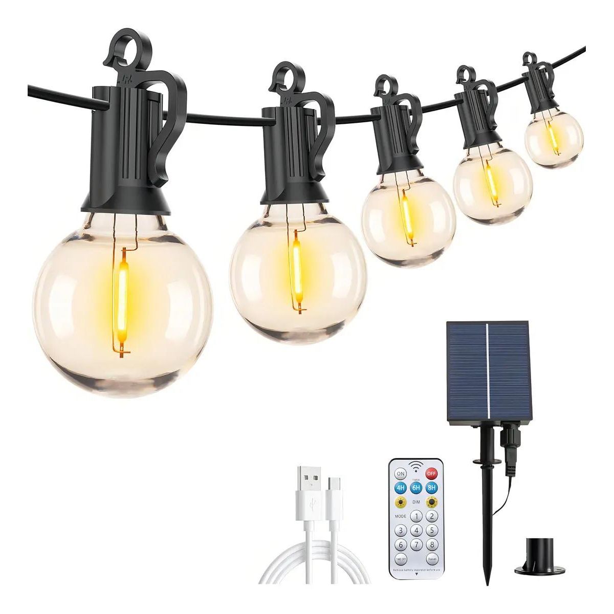 GENERICO - Guirnalda Solar LED Exterior 15m con 25 Luces y Control