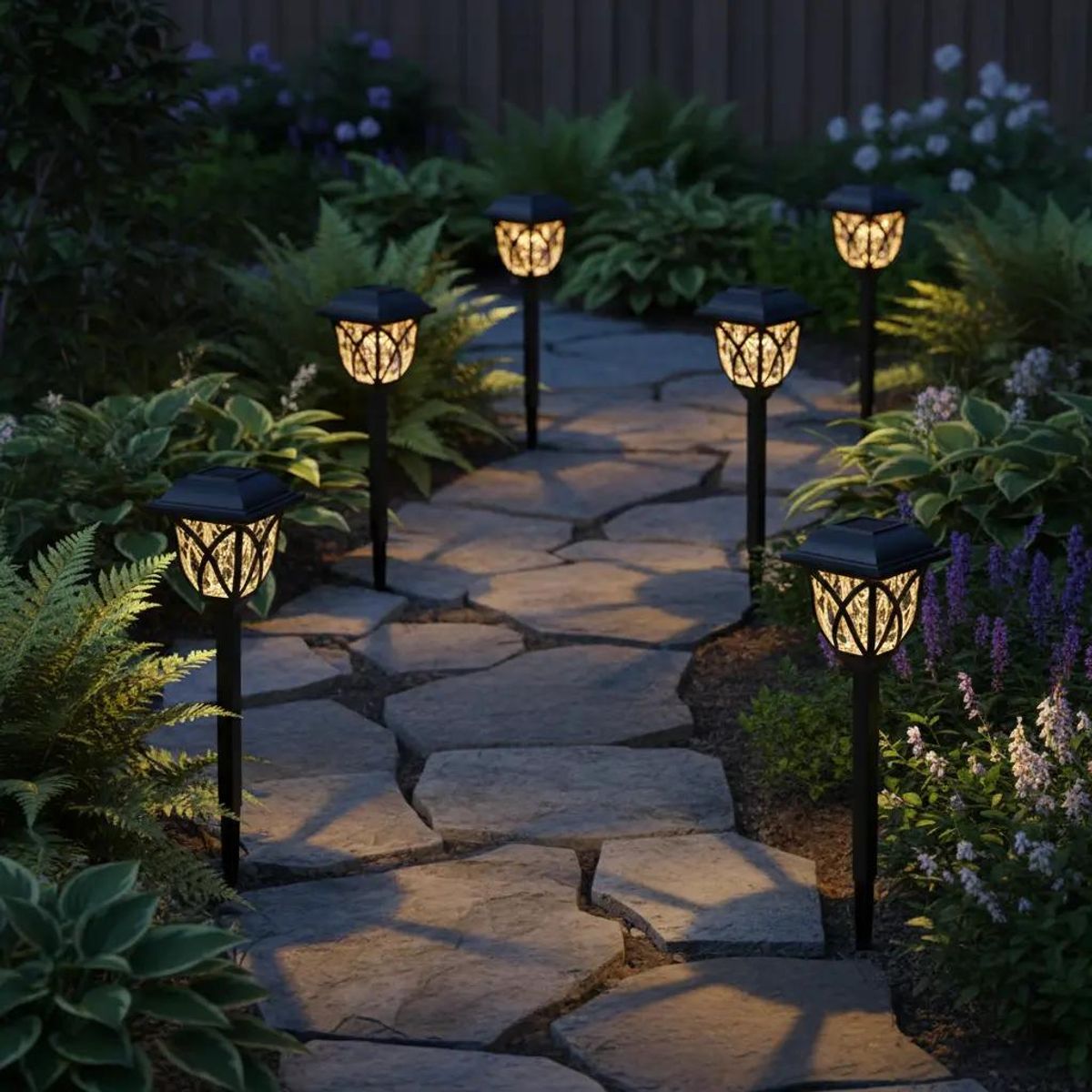 GENERICO - Farol Solar Exterior Negro 6 Luces LED Frías