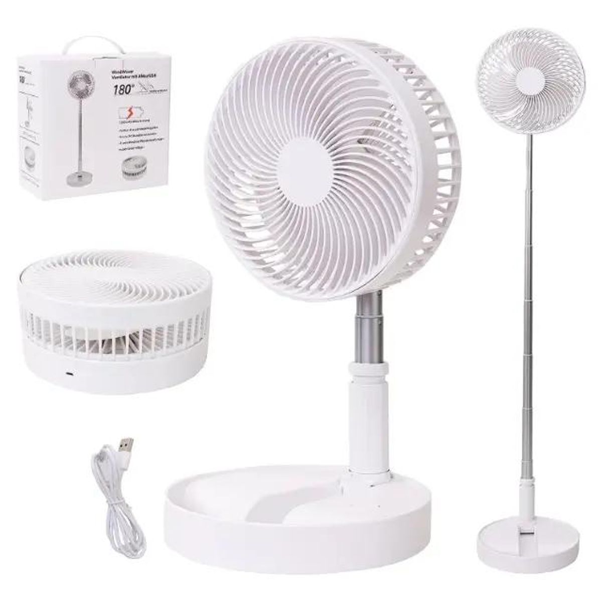 GENERICO - Ventilador portátil plegable USB recargable blanco