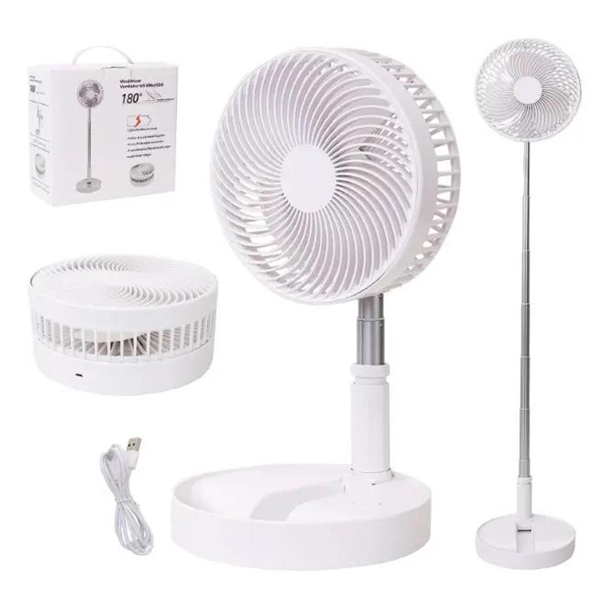 GENERICO - Ventilador portátil plegable USB recargable blanco