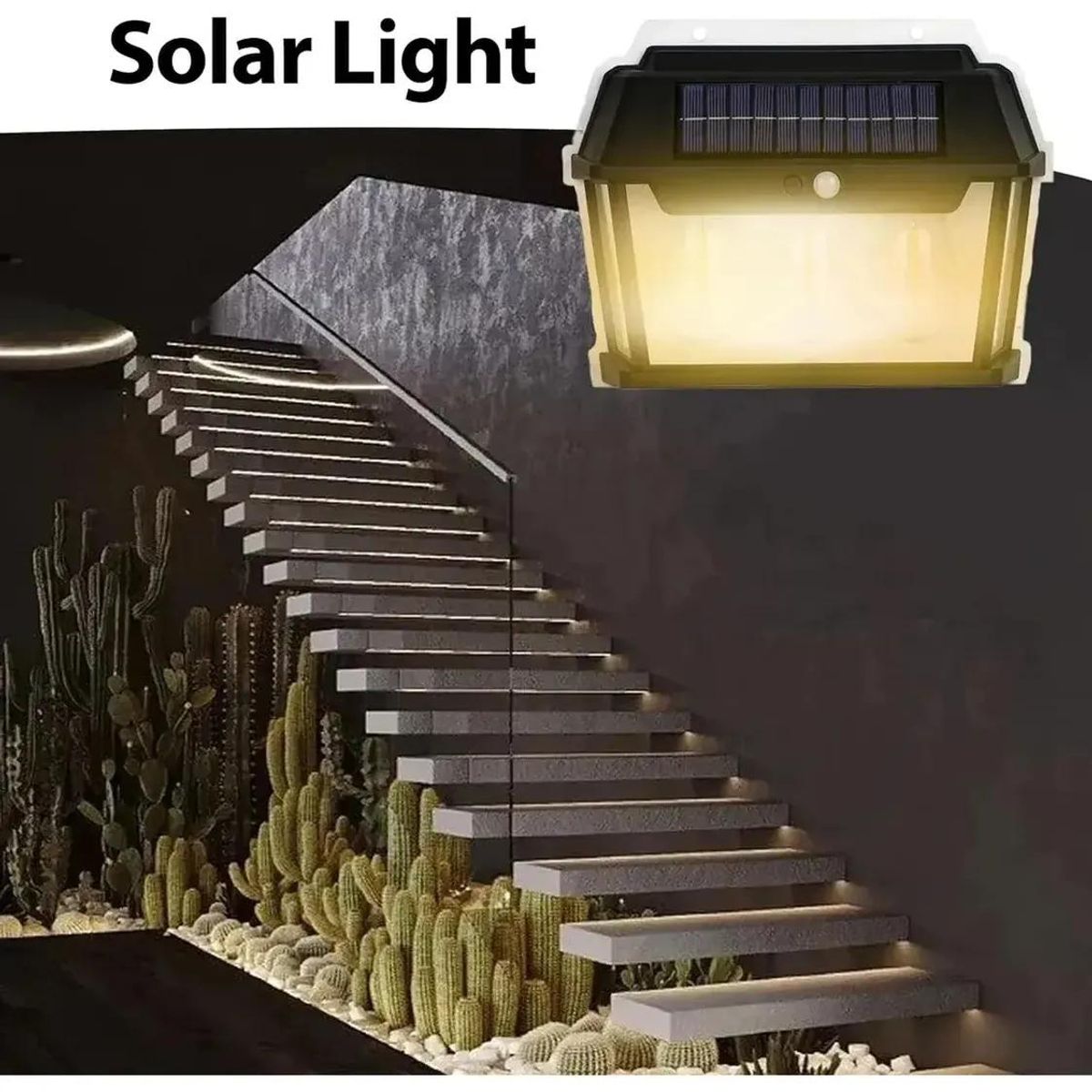 GENERICO - Pack 2 Apliques Solares de Pared con 3 LEDs y Sensor de  