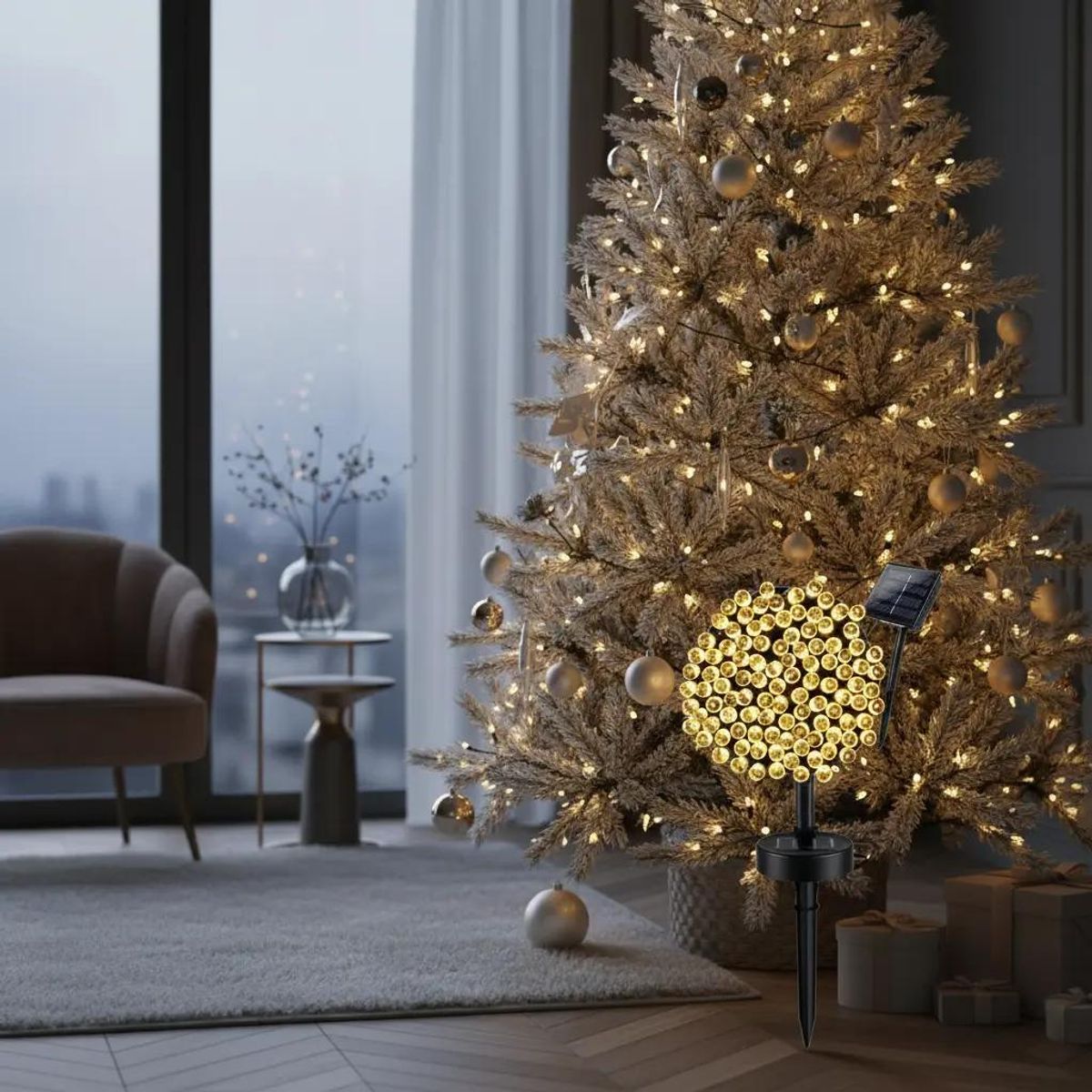 GENERICO - Pack 10 Luces Solares Guirnalda Navidad 10m Cálidas