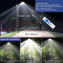 GENERICO - Foco Solar LED 500W con Soporte y Control Remoto