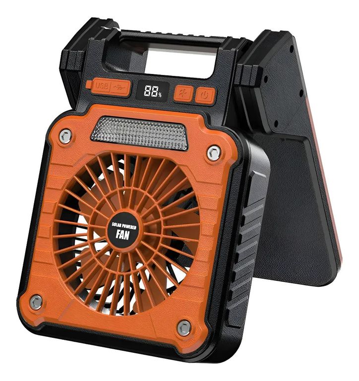 GENERICO Ventilador solar con luces LED y carga eficiente