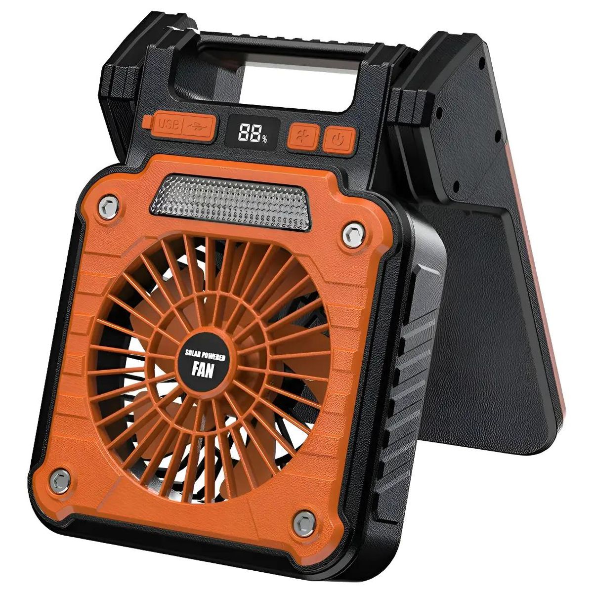GENERICO - Ventilador solar con luces LED y carga eficiente