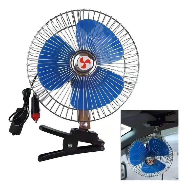GENERICO Ventilador Automotriz 12V Oscilante con Clip Azul
