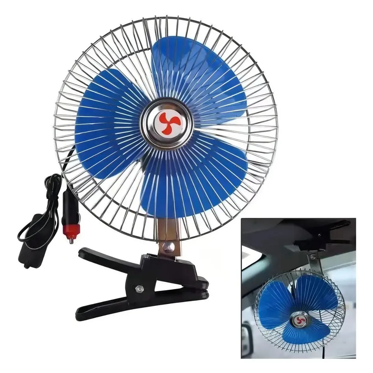 GENERICO - Ventilador Automotriz 12V Oscilante con Clip Azul