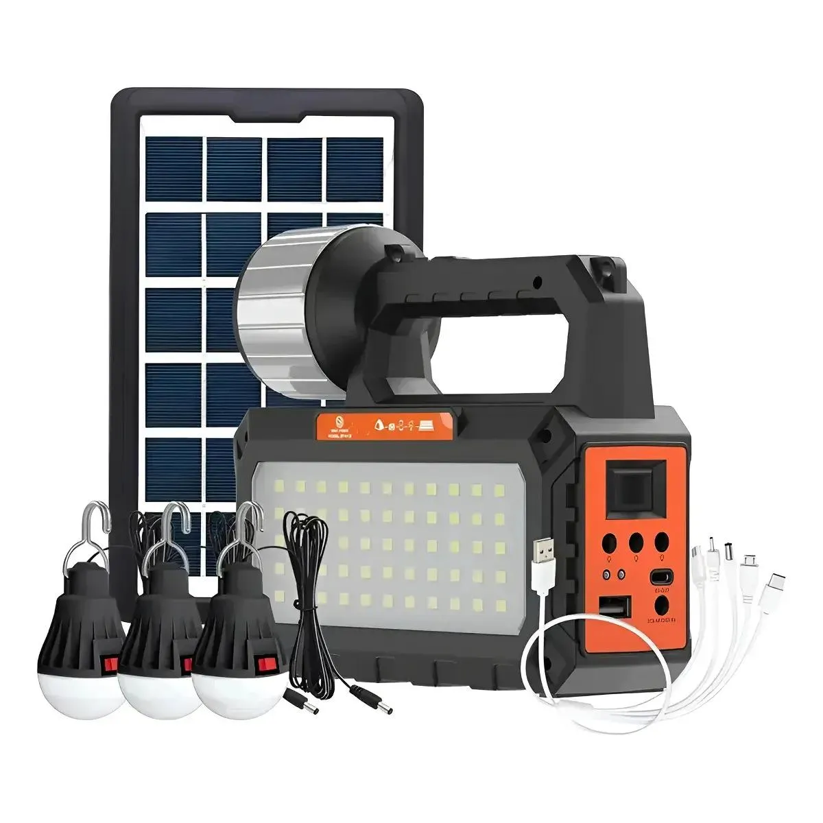 GENERICO - Kit de Energía Solar con Ampolletas, Linterna, USB yRadio