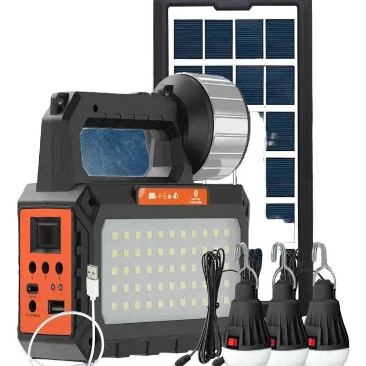 GENERICO - Kit de Energía Solar con Ampolletas, Linterna, USB yRadio