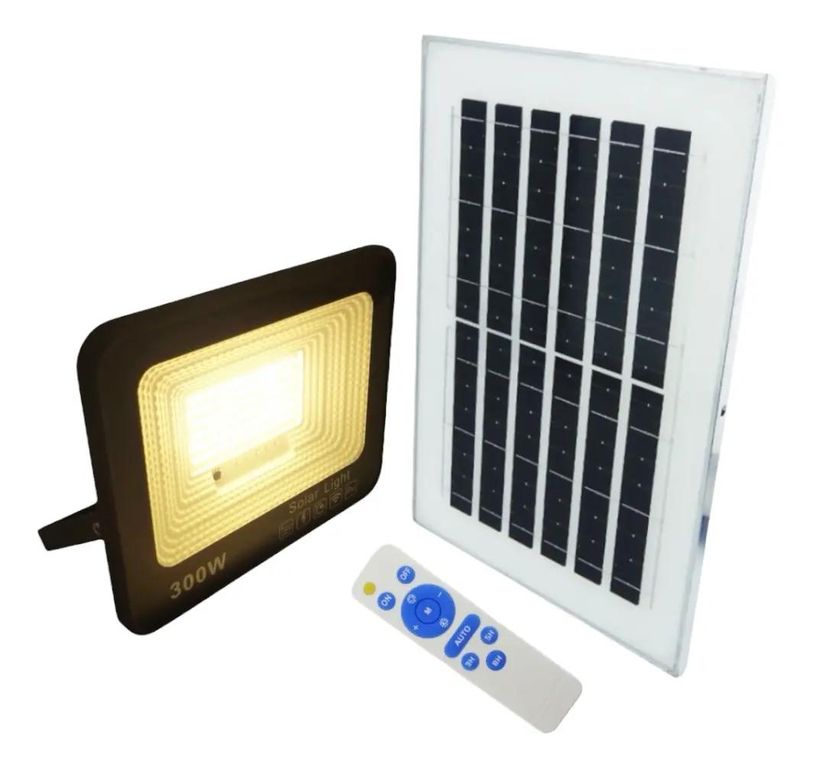 GENERICO Proyector Solar LED 300W con Luz Cálida y Panel Solar