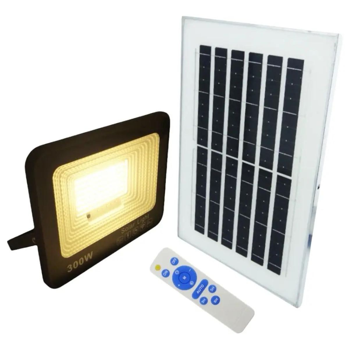 GENERICO - Proyector Solar LED 300W con Luz Cálida y Panel Solar