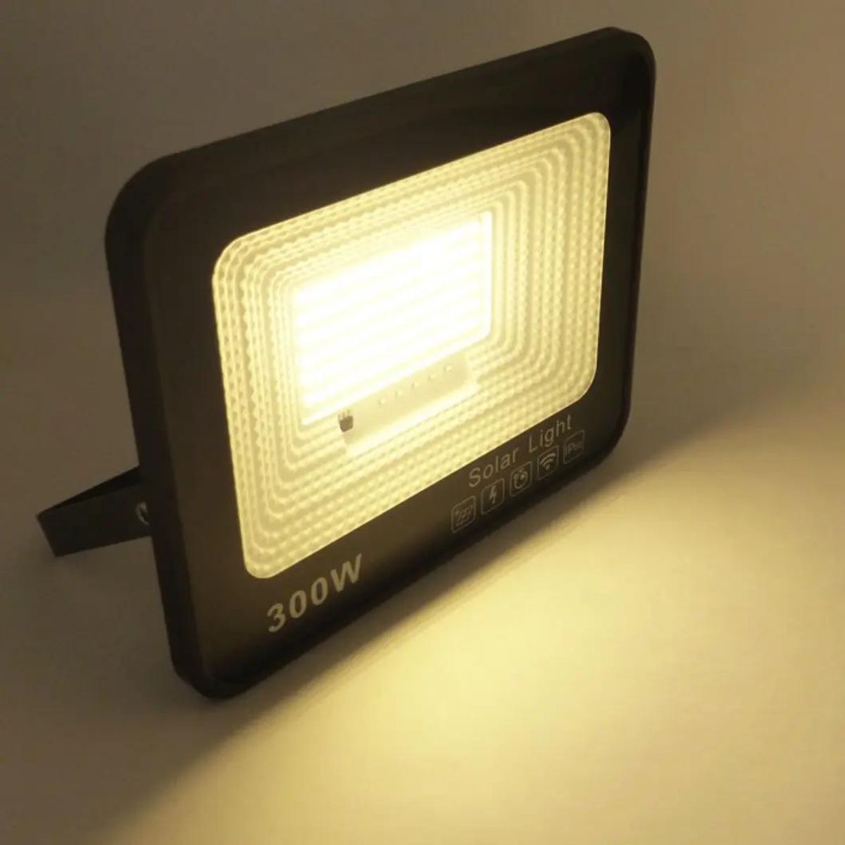 GENERICO - Proyector Solar LED 300W con Luz Cálida y Panel Solar