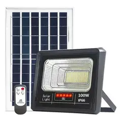 GENERICO - Reflector LED 100W Panel Solar IP66 con Control Remoto