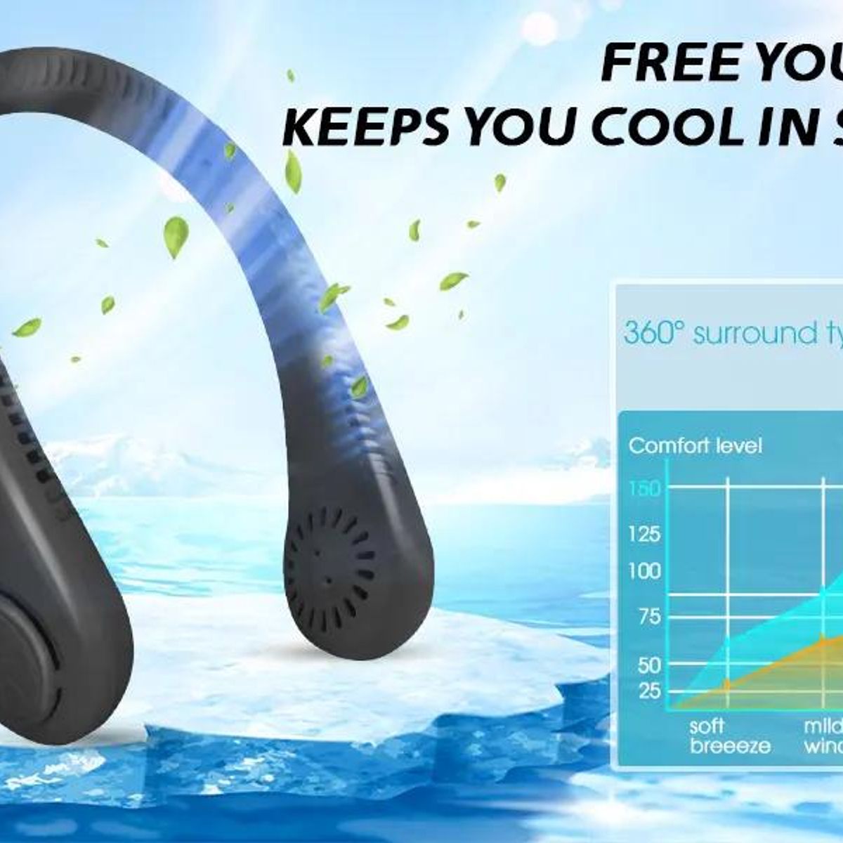 GENERICO - Ventilador portátil de cuello recargable USB