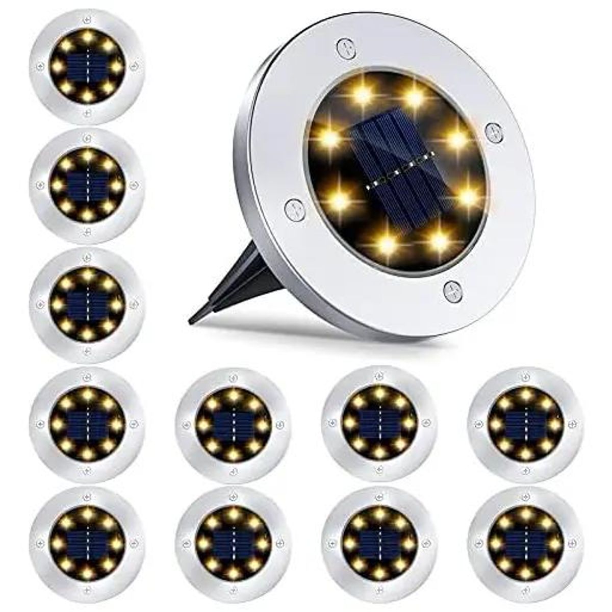 GENERICO - Pack 12 luces solares LED para jardín impermeables
