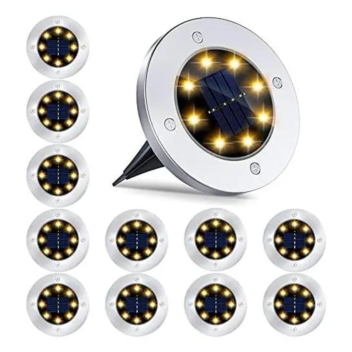 GENERICO - Pack 12 luces solares LED para jardín impermeables