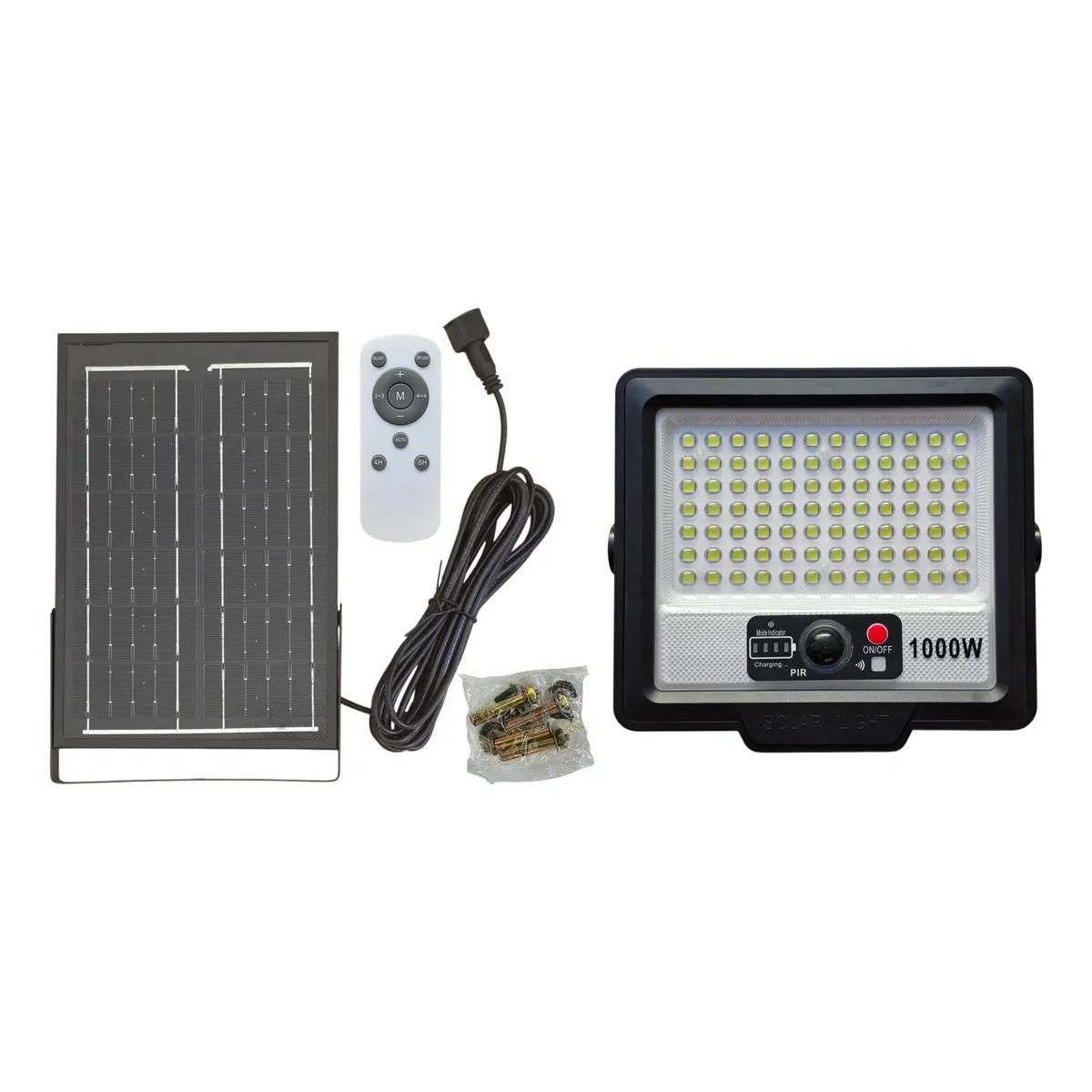 GENERICO - Foco Reflector Exterior 1000W con Panel Solar y Sensor