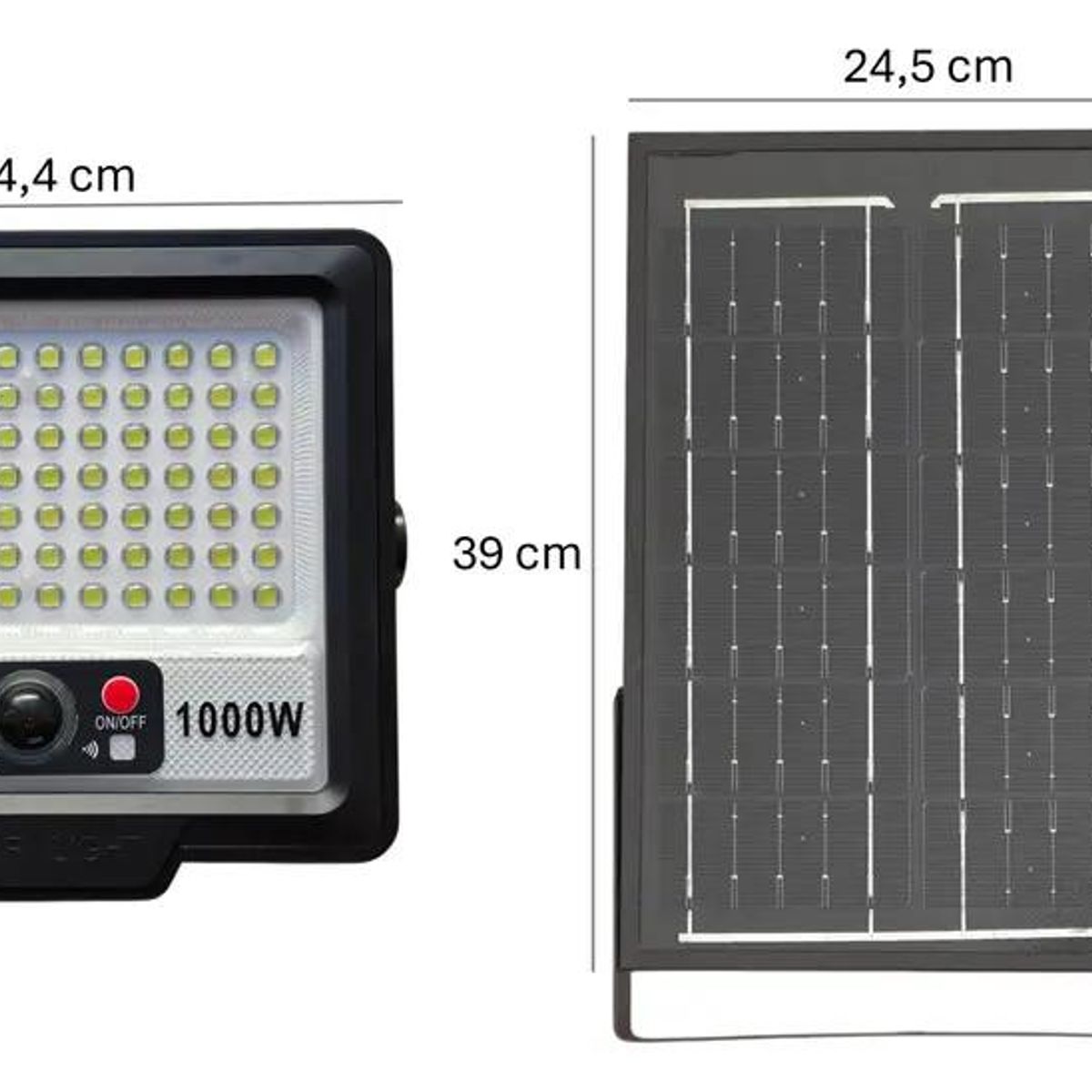 GENERICO - Foco Reflector Exterior 1000W con Panel Solar y Sensor