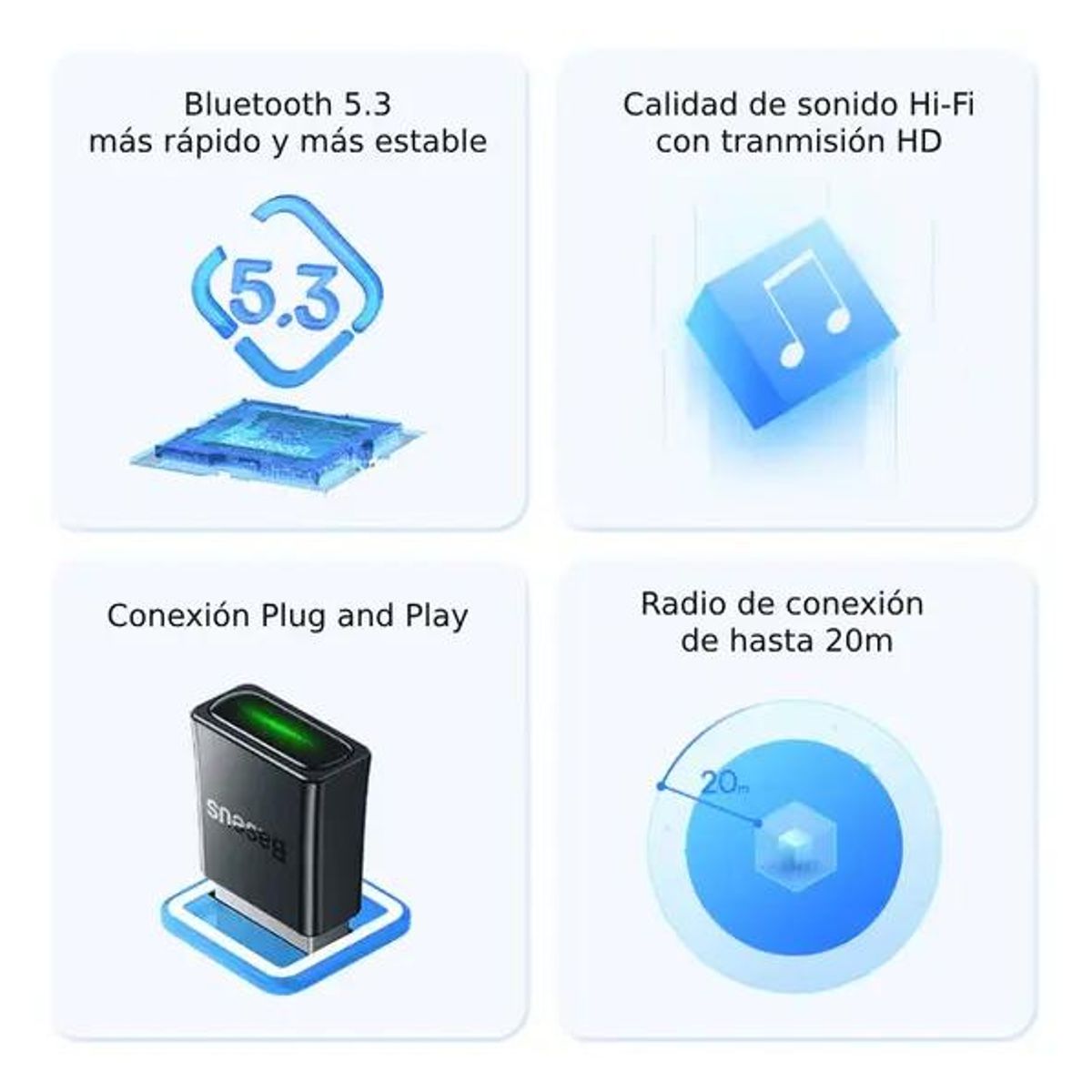 GENERICO - Adaptador Bluetooth 5.3 Transmisor y Receptor para PC