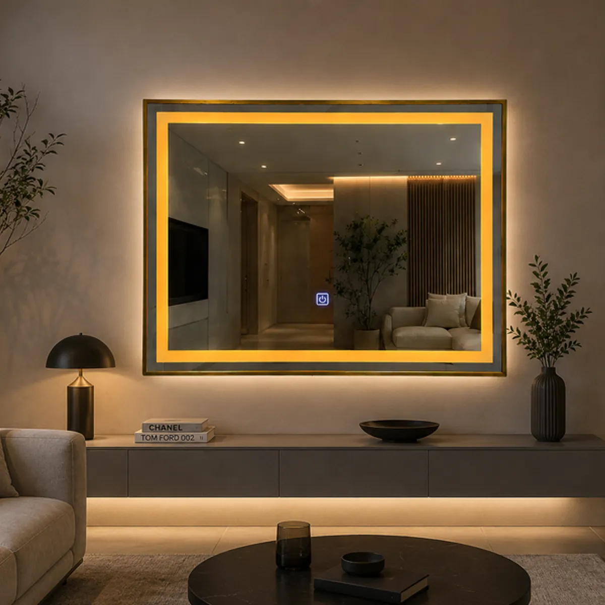 GENERICO - Espejo LED Rectangular Bronce 80x60 cm