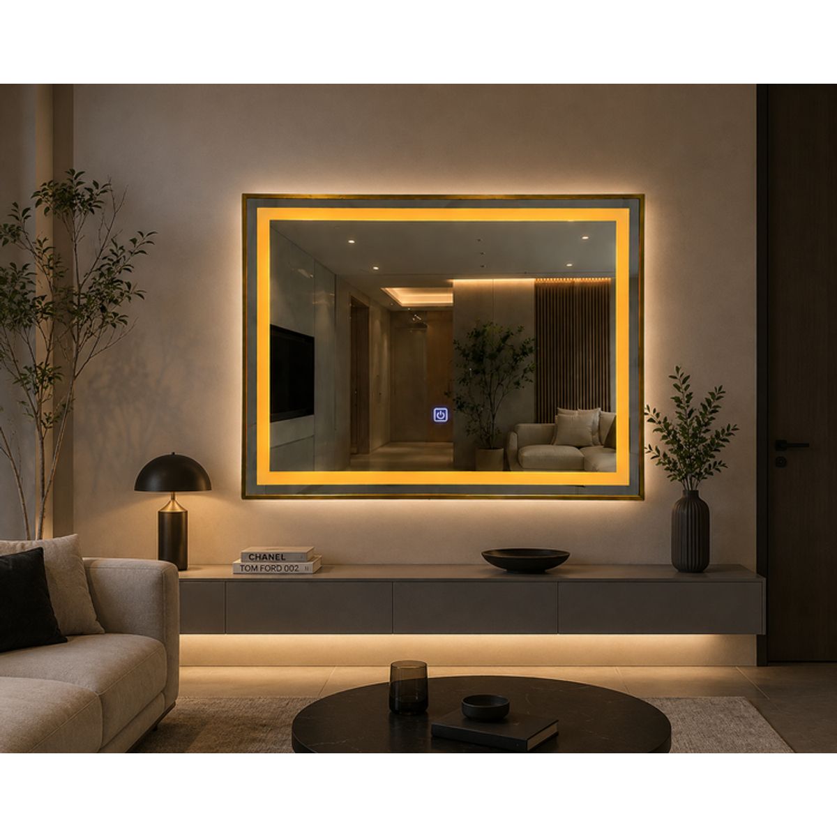 GENERICO - Espejo LED Rectangular Bronce 80x60 cm