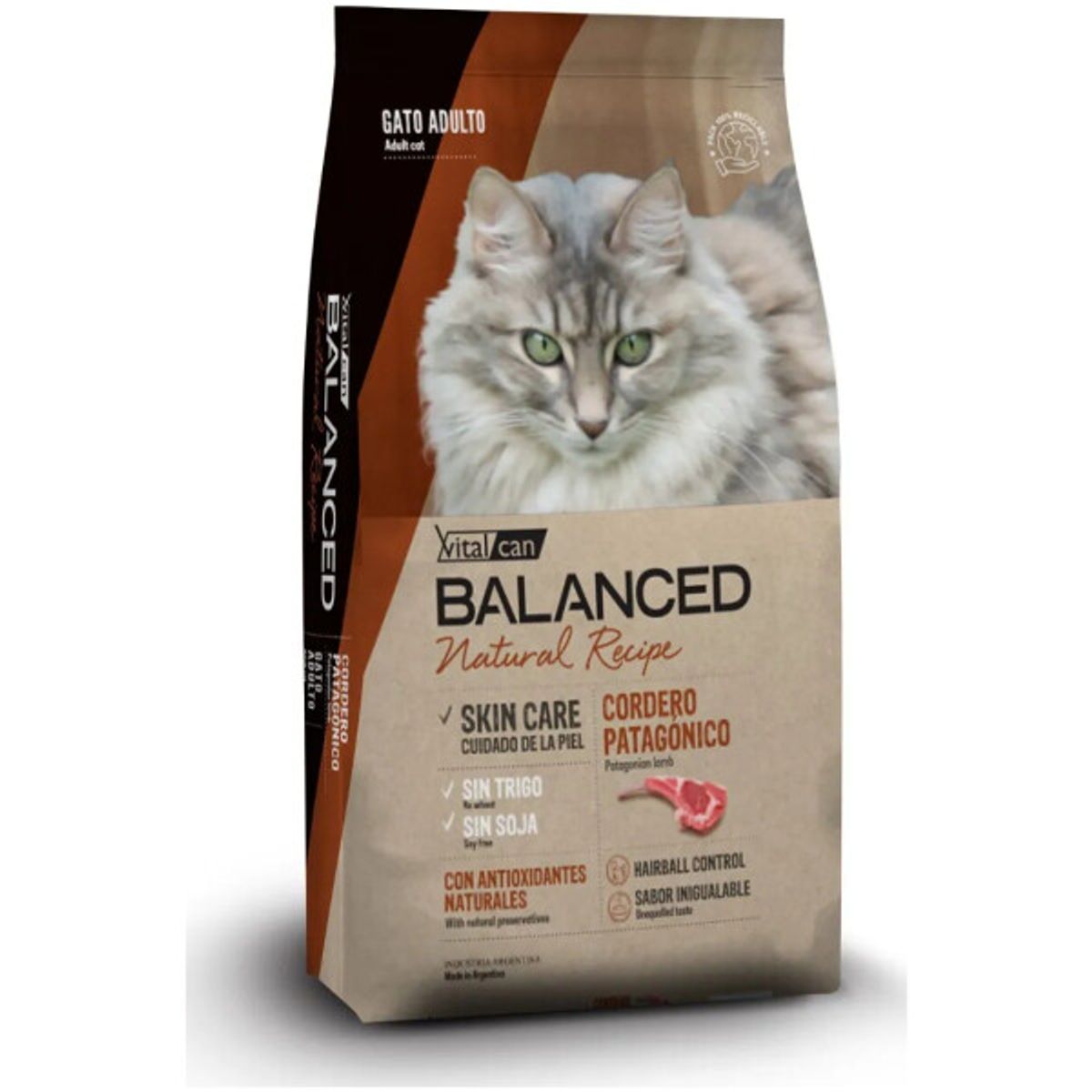 VITALCAN - Balanced gato natural recipe Cordero patagónico 7,5 KG