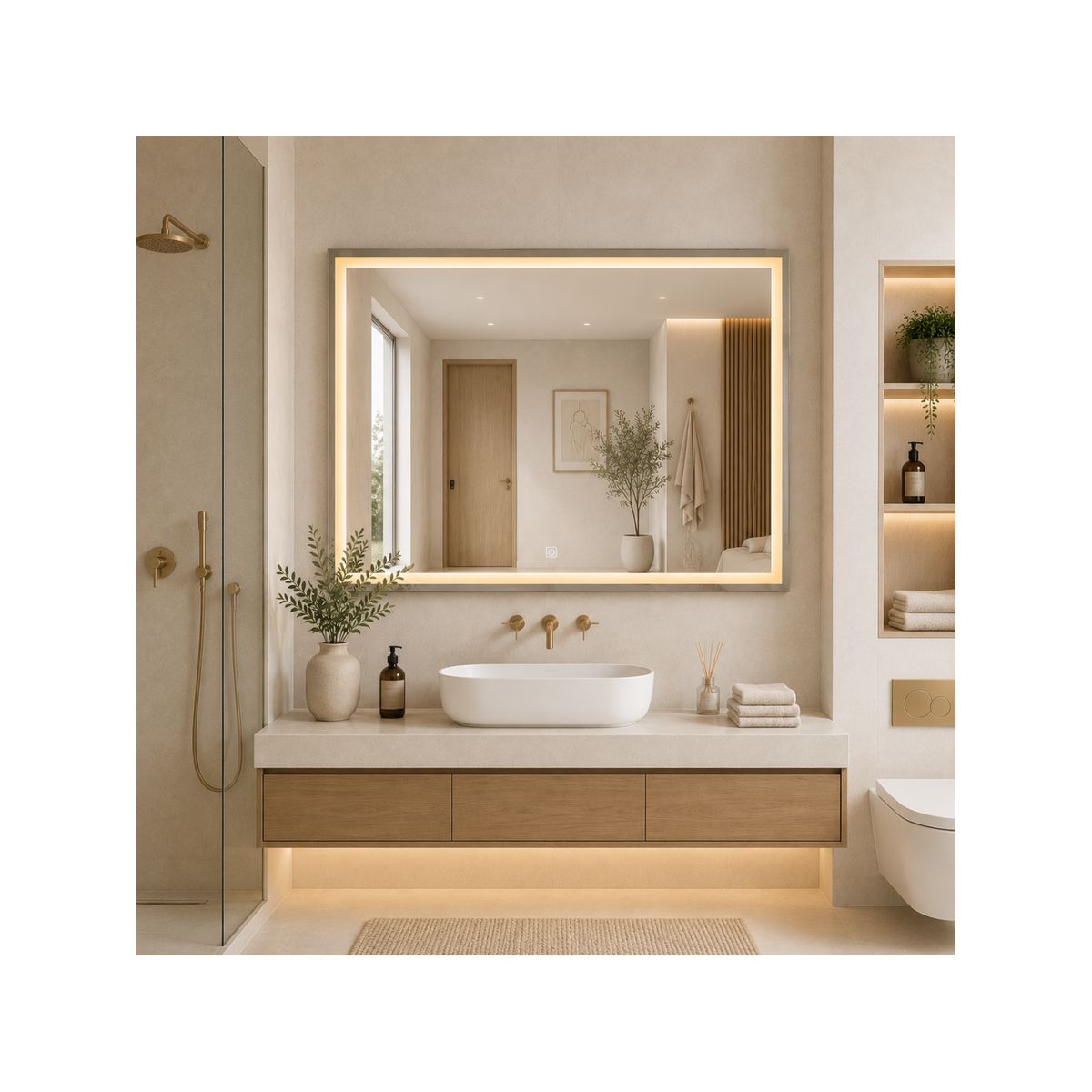GENERICO - Espejo LED Rectangular Silver 80x60 cm