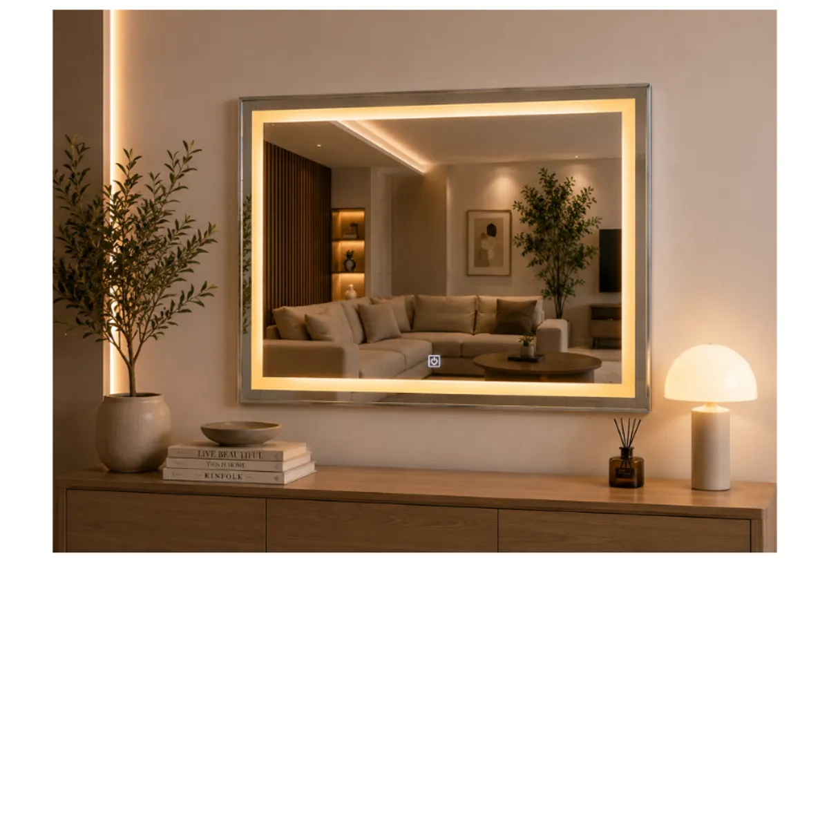 GENERICO - Espejo LED Rectangular Silver 80x60 cm