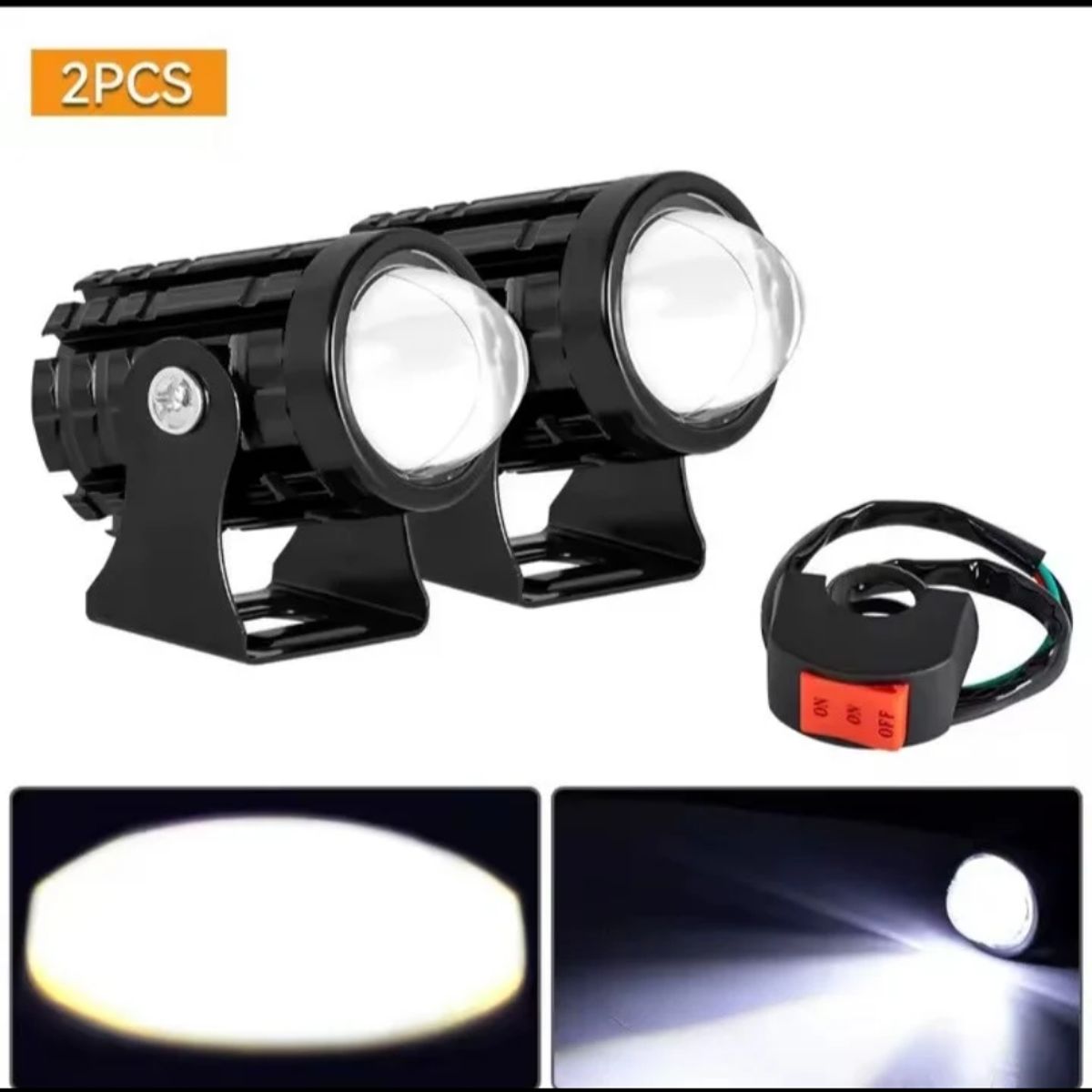 GENERICO - PAR  DE FAROS MINI DELANTEROS LED LUZ BLANCA CON  SWITCH