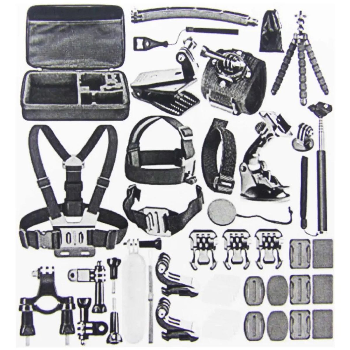 GENERICO - Kit 40 accesorios para cámara deportiva con estuche