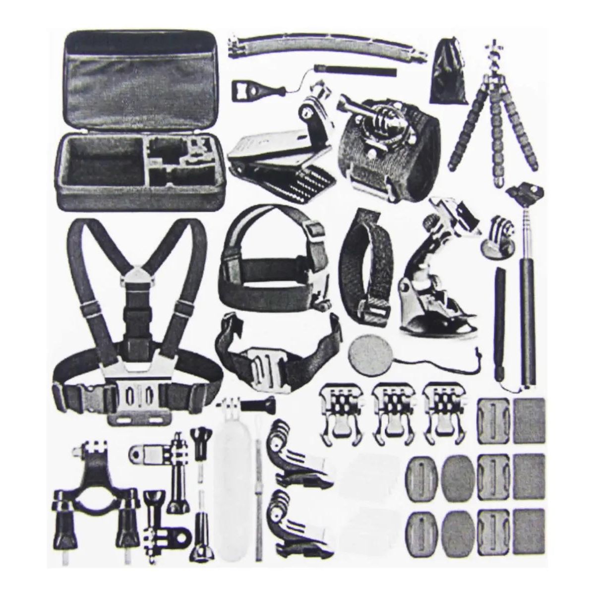 GENERICO - Kit 40 accesorios para cámara deportiva con estuche