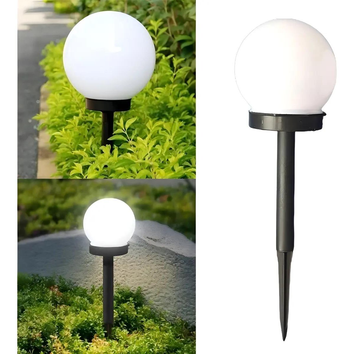 GENERICO - Pack 3 Focos Estaca LED Solar Tipo Globo para Jardín