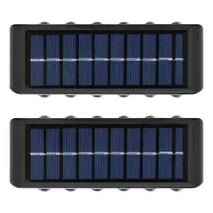 GENERICO - Pack 2 Focos Aplique Solar de Muro 12 LED Cálida