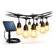 GENERICO - Guirnalda de luces LED solar para exterior vintage
