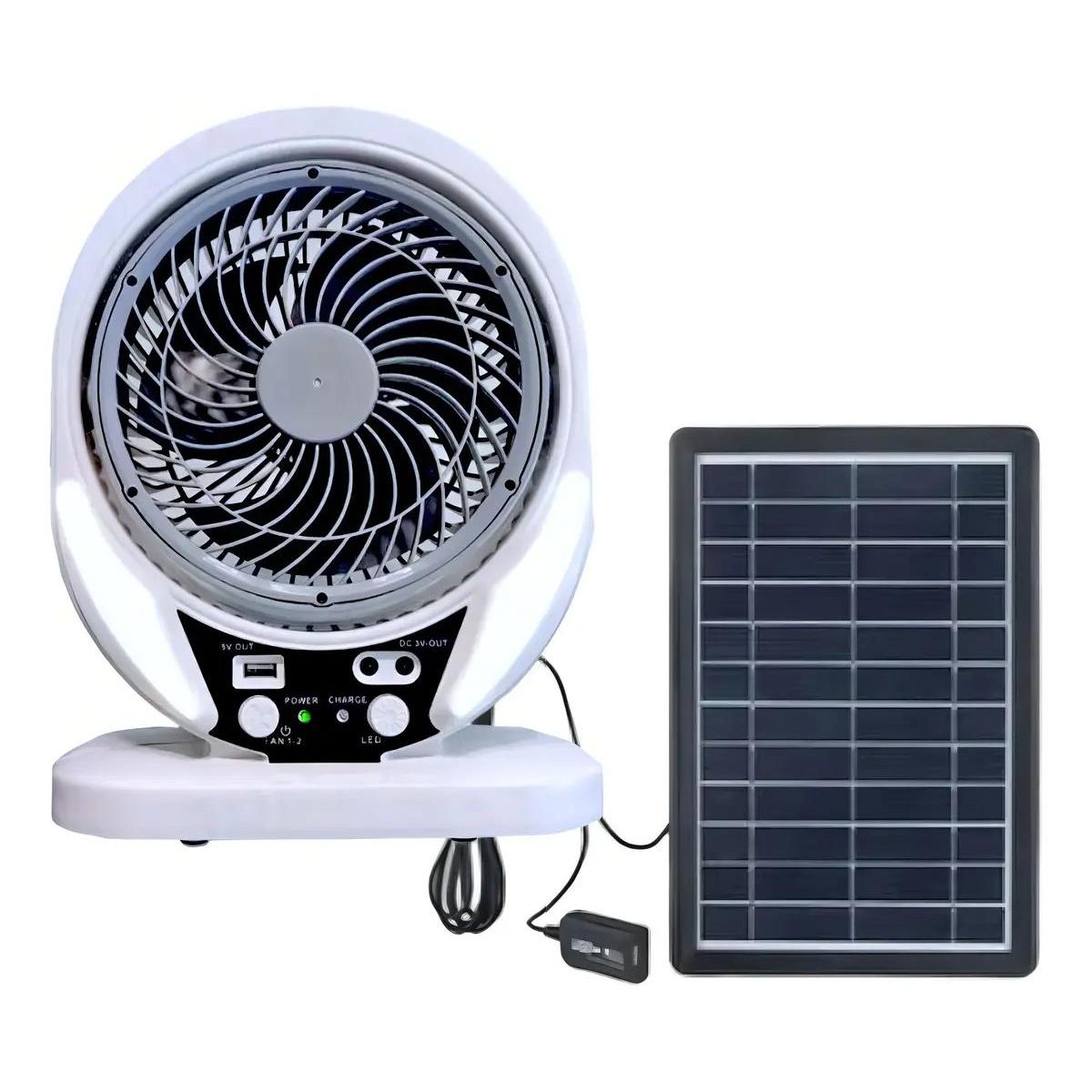 GENERICO - Ventilador portátil recargable con panel solar y luz