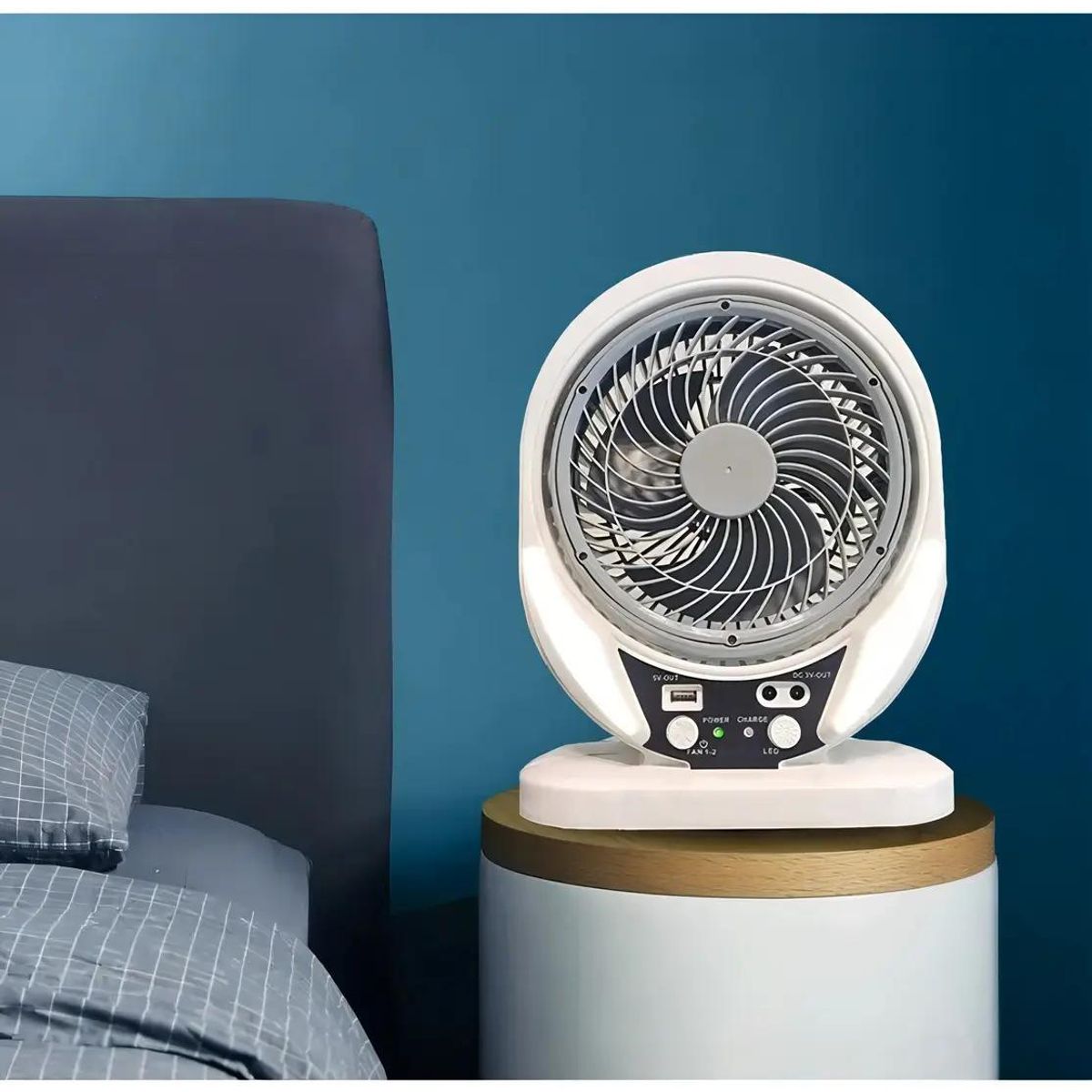 GENERICO - Ventilador portátil recargable con panel solar y luz