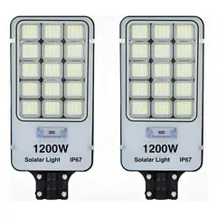 GENERICO - Pack 2 Focos LED Solares Exterior 1200W con Soporte
