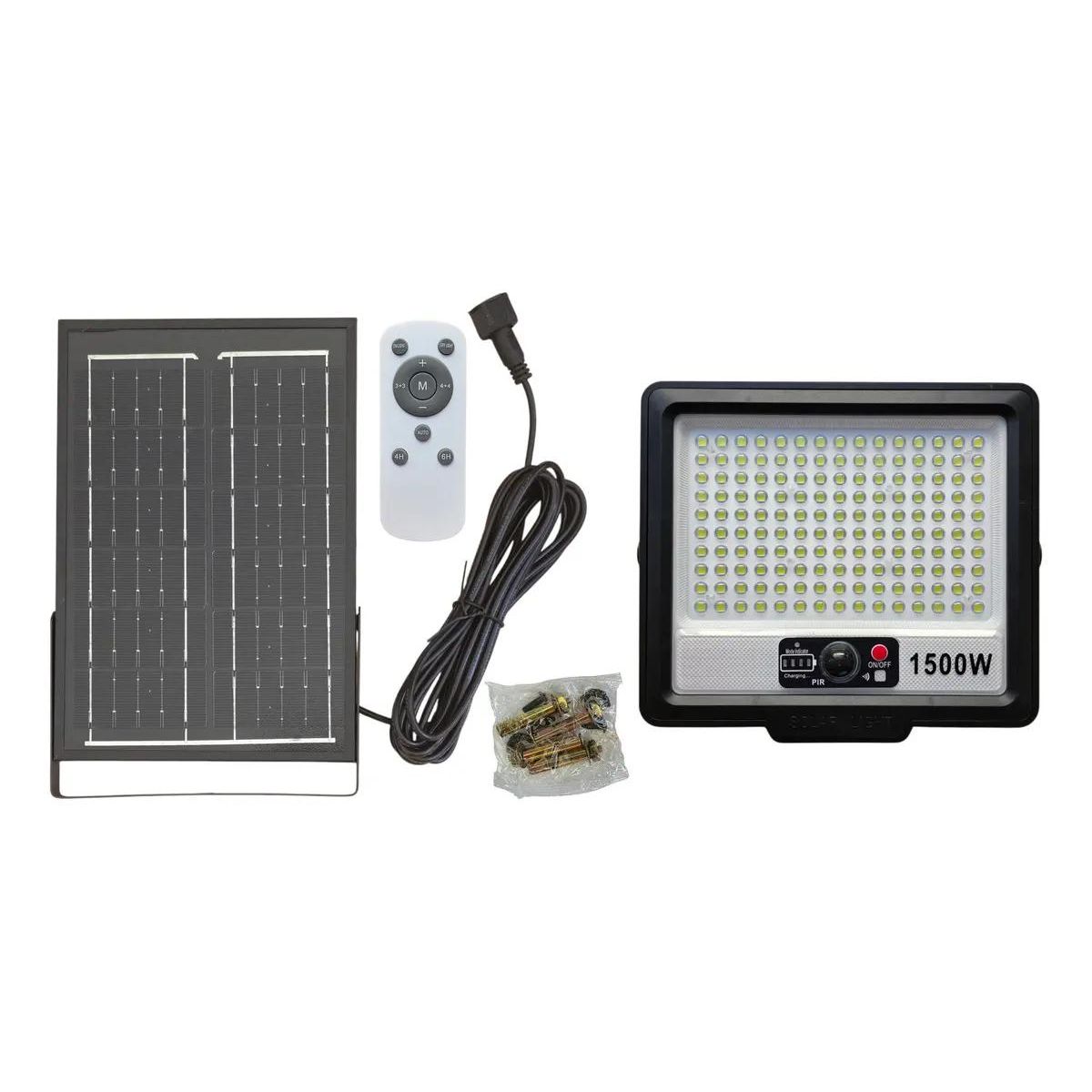 GENERICO - Foco Reflector Exterior 1500W con Panel Solar y Sensor