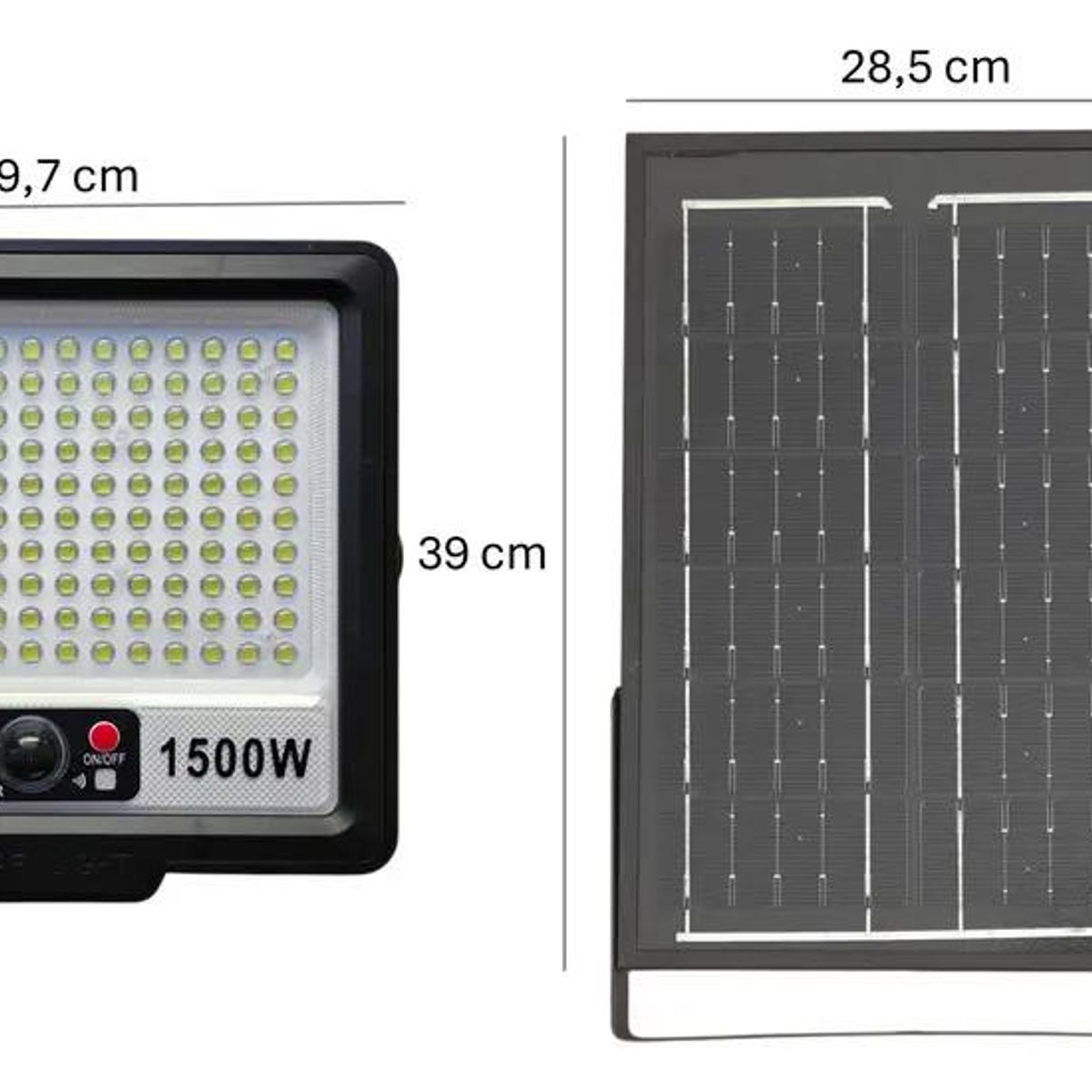 GENERICO - Foco Reflector Exterior 1500W con Panel Solar y Sensor